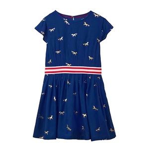 Mini Boden Girl’s 8-9Y Cute Metallic Unicorn Novelty Print Dress Pockets